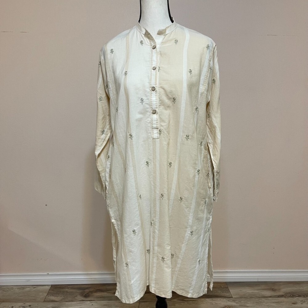 Khaadi Ivory with gold embroidery A line kurta for women Size 14 / Size Large
